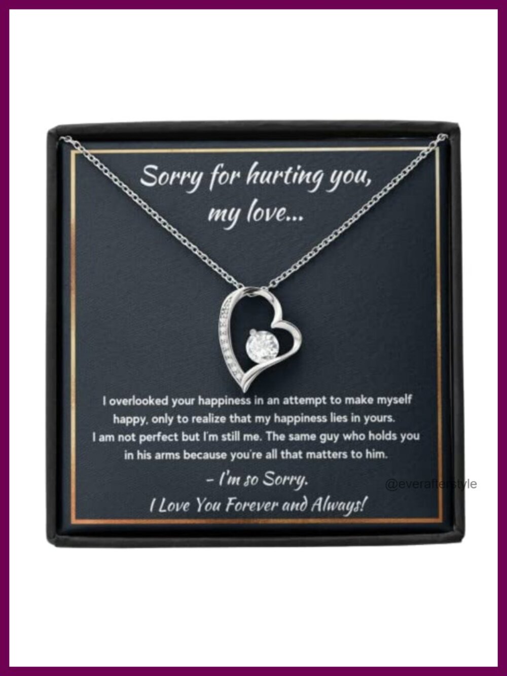 I'm Sorry Gift for Her, Infinity Heart Pendant Necklace, 14k White Gold Finish,